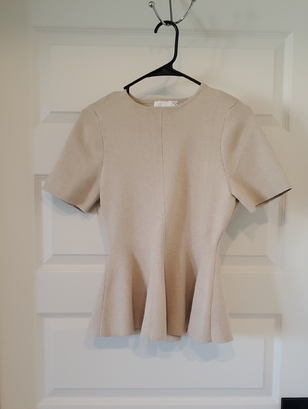 Structured Peplum Crop Top in Cream